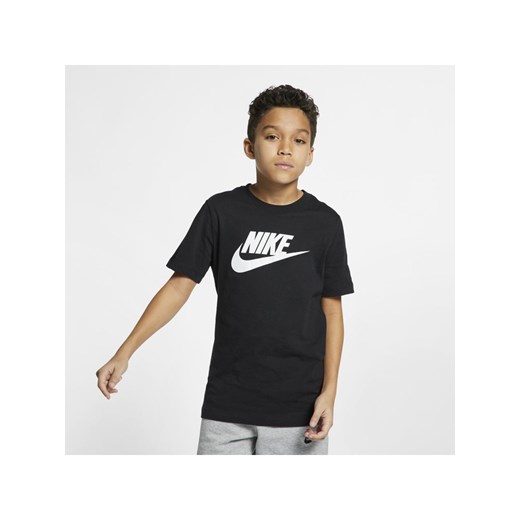T-shirt chłopięce czarny Nike bawełniany 