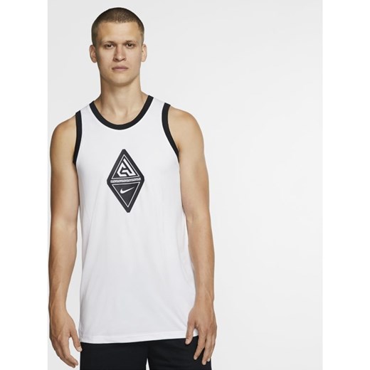 Męska koszulka bez rękawów do koszykówki z logo Giannis - Biel