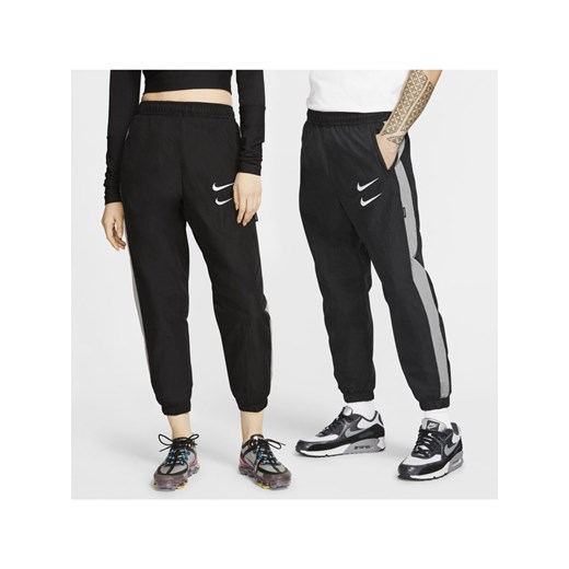 Damskie spodnie z tkaniny Nike Sportswear Swoosh - Czerń