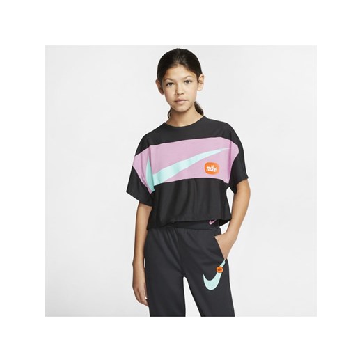Koszulka treningowa z krótkim rękawem dla dużych dzieci (dziewcząt) Nike - Czerń