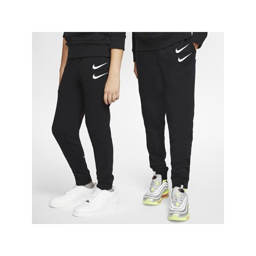 Spodnie z dzianiny dla dużych dzieci Nike Sportswear Swoosh - Czerń