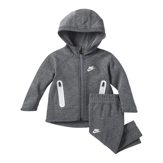 Zestaw bluza z kapturem i spodnie dla niemowląt (12-24 M) Nike Sportswear Tech Fleece - Szary