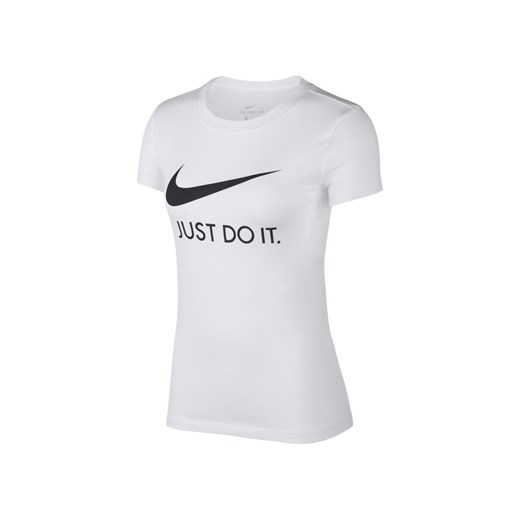 Bluzka damska Nike biała na wiosnę z okrągłym dekoltem 
