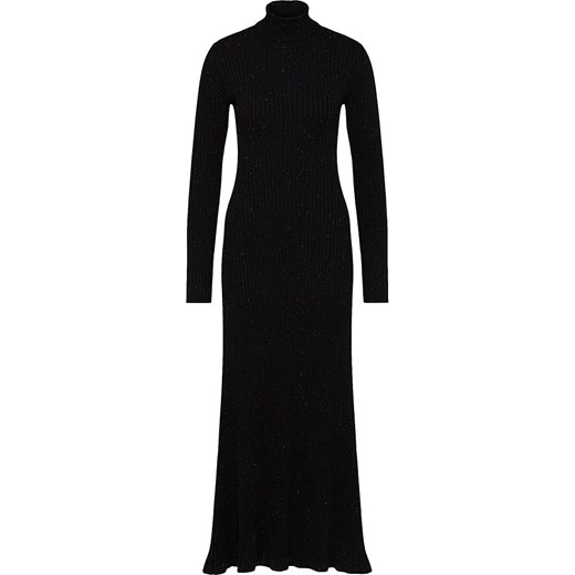 Sukienka Edited prosta maxi bez wzorów z długimi rękawami z golfem z wełny 