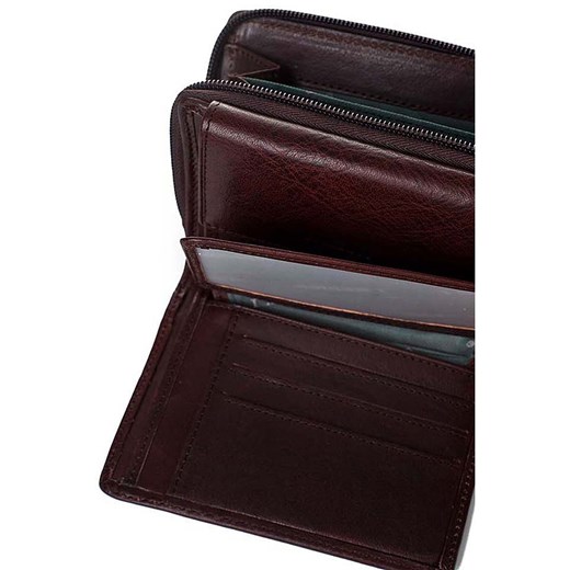 Skórzany portfel w kolorze ciemnobrązowym - 12,5 x 10 x 3 cm I Medici Firenze  OneSize promocyjna cena Limango Polska 