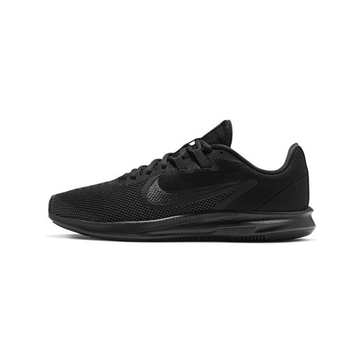 Buty sportowe damskie Nike dla biegaczy downshifter czarne bez wzorów sznurowane 