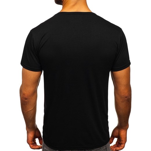 T-shirt męski czarny Denley z krótkim rękawem 
