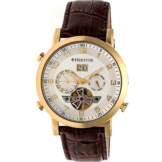 Zegarek automatyczny "Edmond" w kolorze ciemnobrązowo-srebrno-złotym  Heritor OneSize Limango Polska wyprzedaż 