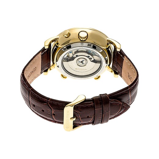 Zegarek automatyczny "Edmond" w kolorze ciemnobrązowo-srebrno-złotym Heritor  OneSize okazyjna cena Limango Polska 