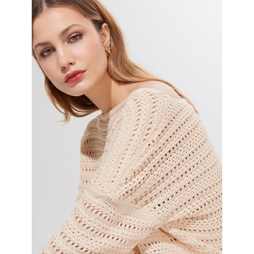 Mohito - Ażurowy sweter oversize - Kremowy  Mohito S 