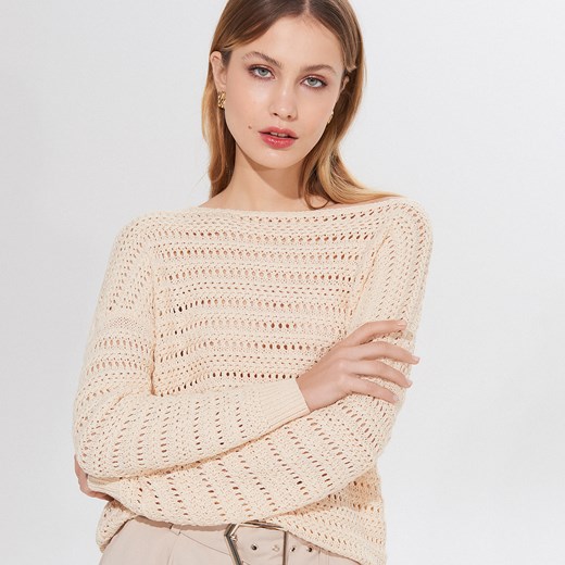 Mohito - Ażurowy sweter oversize - Kremowy Mohito  L 