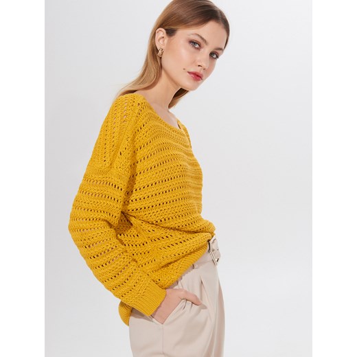 Mohito - Ażurowy sweter oversize - Żółty Mohito  M 