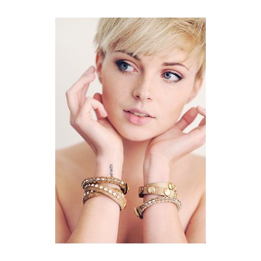 Double Wrap Gold Python with Stones Bracelet