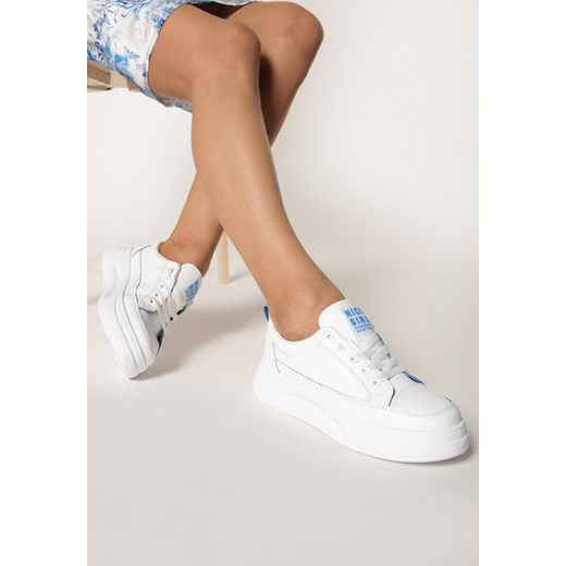 Buty sportowe damskie Born2be młodzieżowe białe na wiosnę bez wzorów 