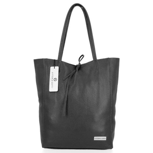 Shopper bag Vittoria Gotti skórzana bez dodatków duża zamszowa na ramię glamour 