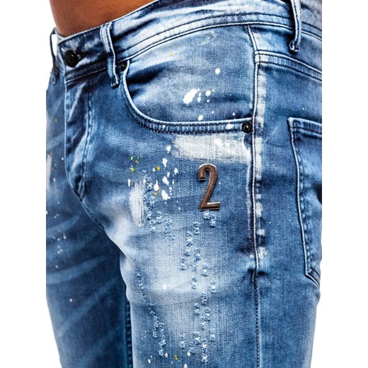 Spodnie jeansowe męskie regular fit granatowe Denley 4013 Denley  W38 L32 okazyjna cena  