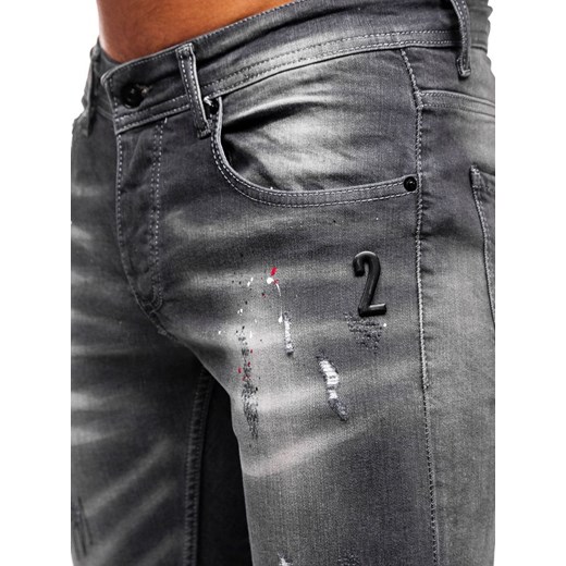 Spodnie jeansowe męskie regular fit czarne Denley 4005 Denley  W38 L32 okazja  