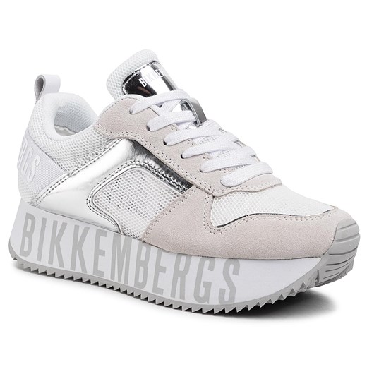 Bikkembergs buty sportowe damskie zamszowe na platformie z nadrukami sznurowane 