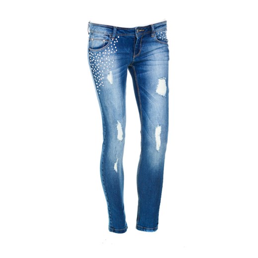 Ripped jeans with rhinestones  terranova niebieski jeans
