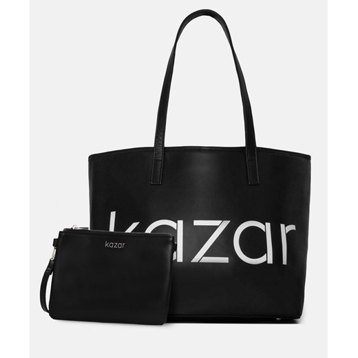 Shopper bag Kazar duża bez dodatków skórzana na ramię 