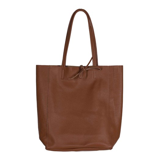 Shopper bag Zwillingsherz matowa brązowa bez dodatków na ramię 