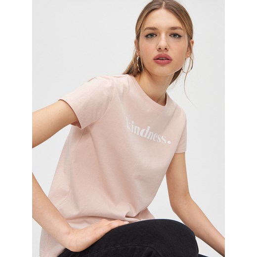 Cropp - Koszulka z nadrukiem - Różowy Cropp  XL 