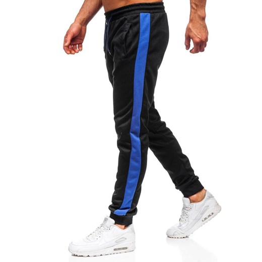 Spodnie męskie dresowe czarno-kobaltowe Denley JZ11003  Denley M promocja  