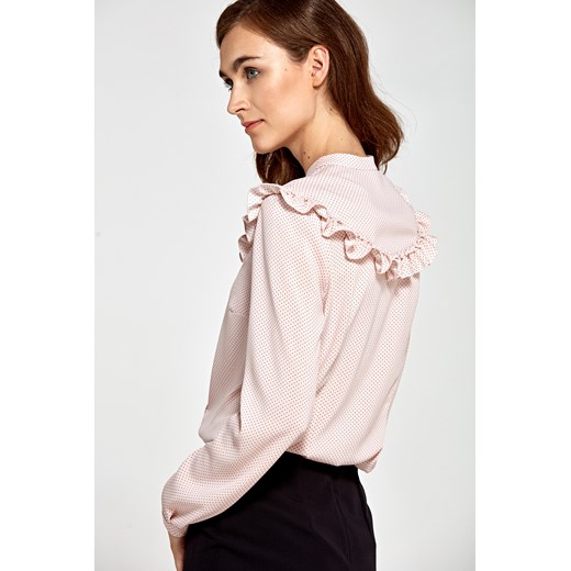 Różowa bluzka z falbankami w kropki