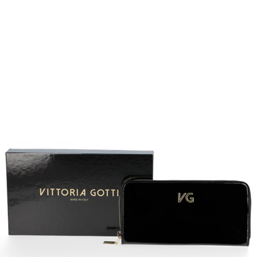 Luksusowy Lakierowany Skórzany Portfel Damski firmy Vittoria Gotti Made in Italy Czarny (kolory) Vittoria Gotti   PaniTorbalska promocja 