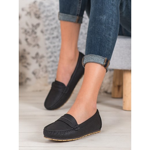 Mokasyny CzasNaButy bez zapięcia bez wzorów casual