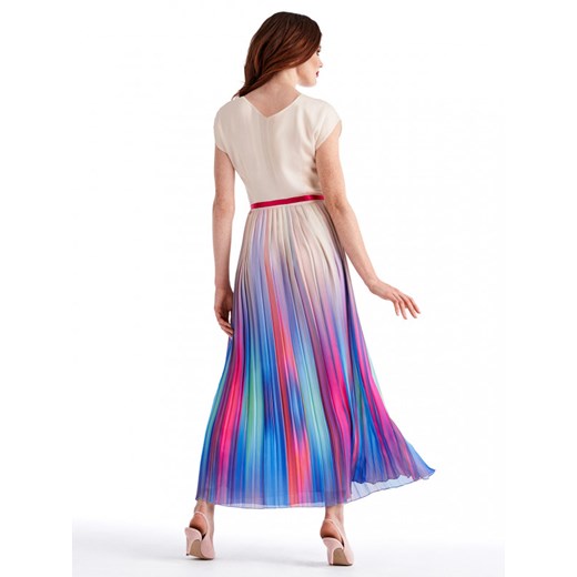 Sukienka Potis & Verso w abstrakcyjnym wzorze maxi rozkloszowana elegancka 
