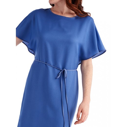 Sukienka niebieska Potis & Verso luźna z krótkim rękawem z okrągłym dekoltem 