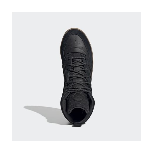 Buty zimowe męskie czarne Adidas ze skóry sznurowane 