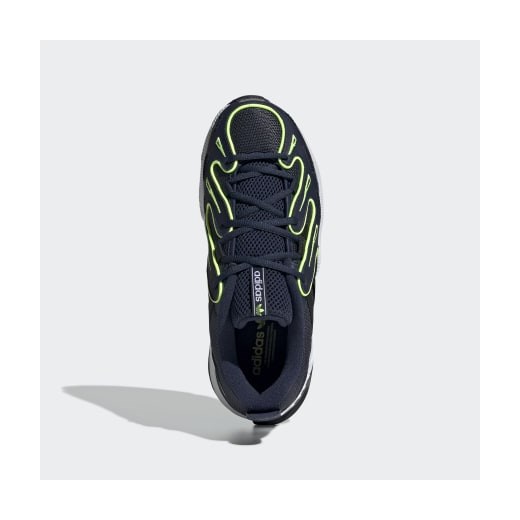 Buty sportowe damskie Adidas eqt support na platformie ze skóry granatowe bez wzorów wiązane 