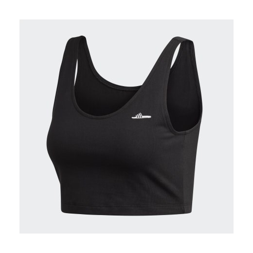 Bluzka damska Adidas letnia czarna bawełniana z okrągłym dekoltem 