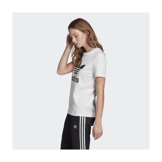 Bluzka damska biała Adidas sportowa z okrągłym dekoltem z krótkimi rękawami 