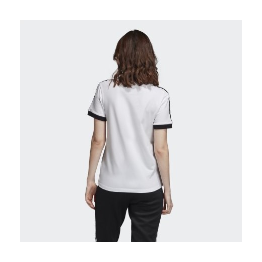 Adidas bluzka damska w sportowym stylu biała z okrągłym dekoltem z krótkimi rękawami 