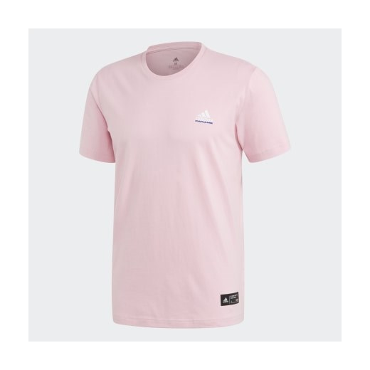 Różowy t-shirt męski Adidas dzianinowy sportowy 