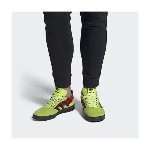 Zielone trampki męskie Adidas sportowe skórzane wiązane 
