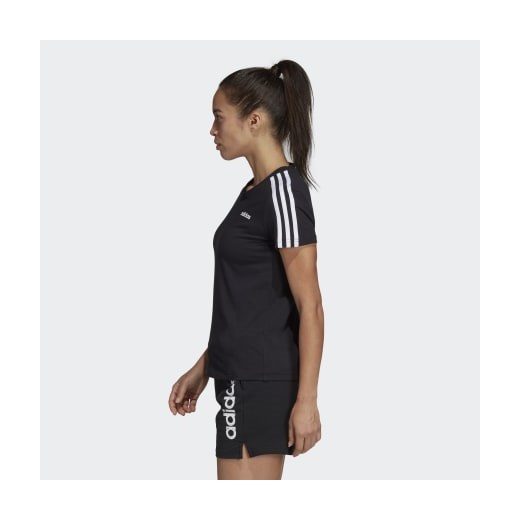 Bluzka damska Adidas bez wzorów czarna z okrągłym dekoltem z dzianiny 
