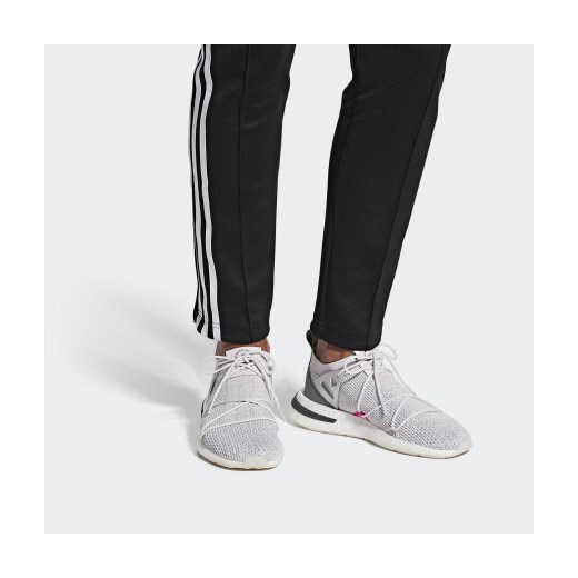 Buty sportowe damskie Adidas sznurowane szare bez wzorów płaskie 