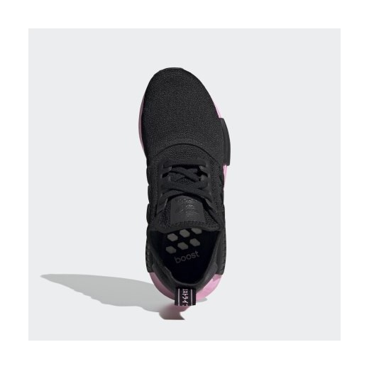 Buty sportowe damskie czarne Adidas nmd na płaskiej podeszwie młodzieżowe na wiosnę gładkie 