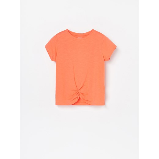 Reserved - Koszulka z ozdobnym marszczeniem - Pomarańczowy  Reserved 122 