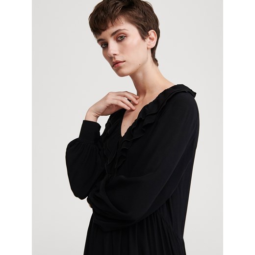 Reserved - Gładka sukienka z wiskozy - Czarny  Reserved XL 