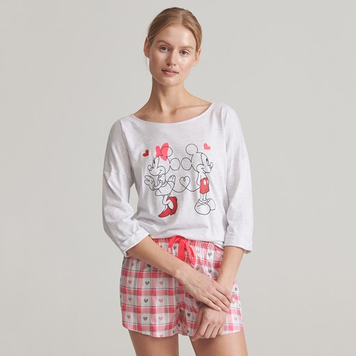 Reserved - Piżama Mickey Mouse z szortami - Jasny szary Reserved  XL 