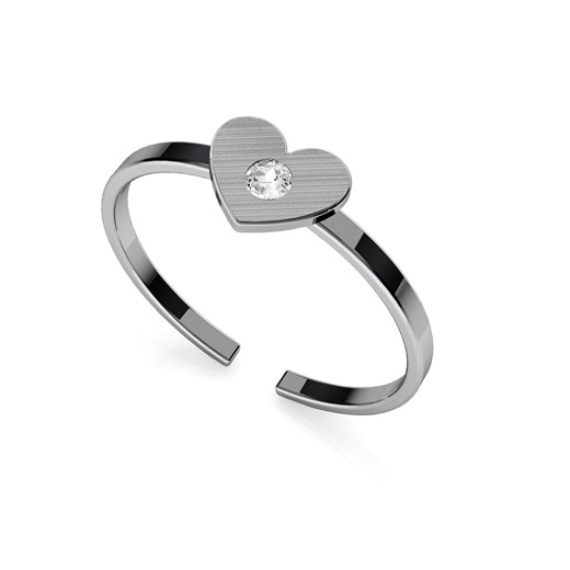 Pierścionek z sercem i kryształem Swarovskiego, My RING™  srebro 925 satynowane : Kolor pokrycia srebra - Pokrycie Czarnym Rodem Giorre   