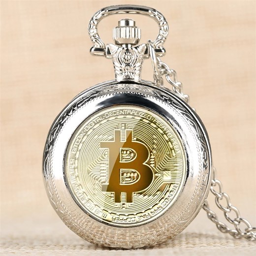 Zegarek kieszonkowy Bitcoin - Srebrny Izmael.eu   