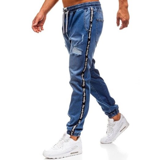 Spodnie jeansowe baggy męskie niebieskie Denley 2045