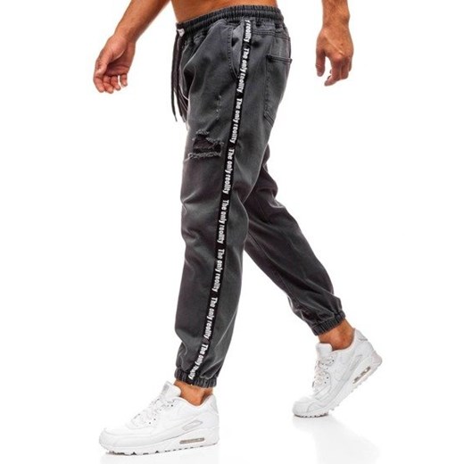 Spodnie jeansowe baggy męskie antracytowe  Denley 2045