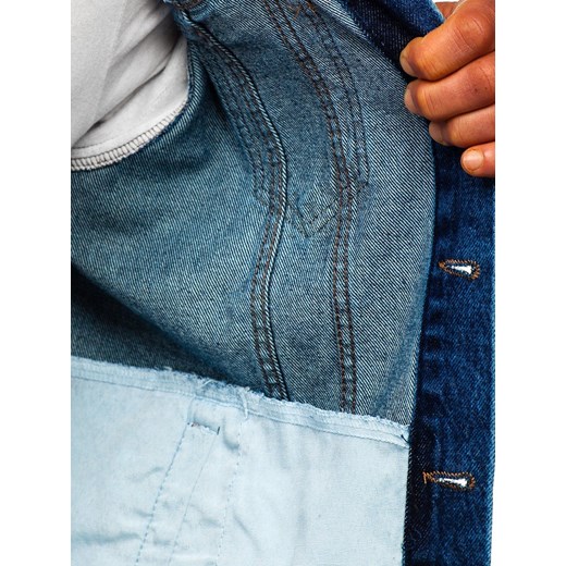 Kurtka jeansowa męska z kapturem granatowa Denley 211902  Denley L okazyjna cena  